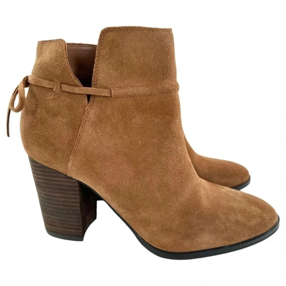 New Gibson Latimer womens ankle booties size 9.5 tan suede bow western boots